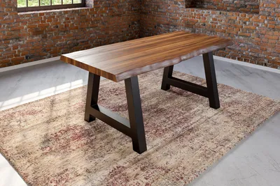 Produktbild von Refurbished Möbelretoure Esstisch Baumkante massiv Akazie nussbaum 200 x 100 schwarz Alicante