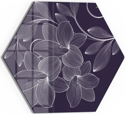 Produktbild von DEQORI Glasbild Echtglas 55x48 cm 'Elegante Liliengrafik' Wandbild Bild modern Deko