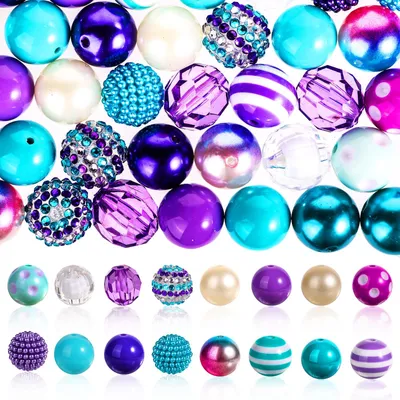 Productafbeelding van Kauwgummikralen - 50 stuks. Acryl kralen van 20 mm in zeemeerminnenkleuren - Geschikt voor sieraden maken en knutselprojecten - Kleurrijk