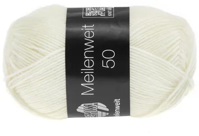 Produktbild von Lana Grossa MEILENWEIT 50 g UNI 4-fach Sockenwolle mit 80 % Schurwolle 210 m Farbe 1113 - Rohweiß