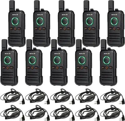 Immagine prodotto di Retevis RB645 radio per adulti, PMR446 dual PTT, radio ricaricabile USB-C con auricolari, VOX squlech, walkie talkie portatile per scuola, hotel (10 pezzi, nero)