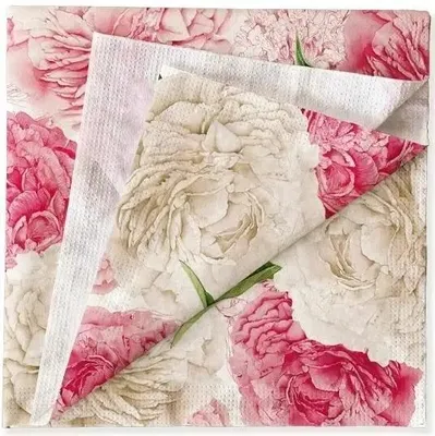 Image de Serviettes 33x33 cm, motif : pivoines