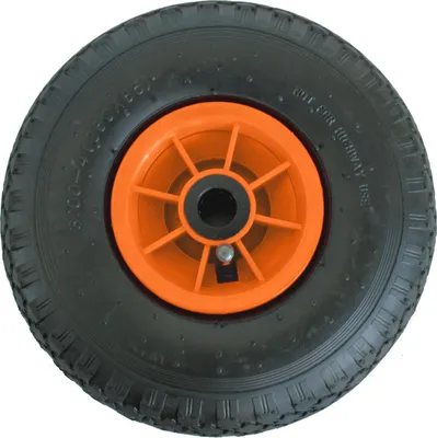 Produktbild von Sackkarrenrad Luftrad 260x85 mm 3.00-4 75 mm zentrierte Nabe Ø 20 mm orange robustes 4 PR Gewebe
