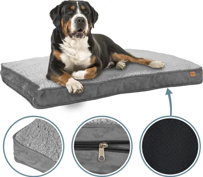 Produktbild von ib style® HAPPY DREAMS XL Hundebett 120x78 cm Grau Körbchen für Hunde & Katzen Haustierbett mit Reißverschluss Anti-Rutsch Unterseite