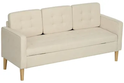 Produktbild von HOMCOM 3 Sitzer Sofa, Couch mit Stauraum, Holzbeine, Samtoptik für Wohnzimmer