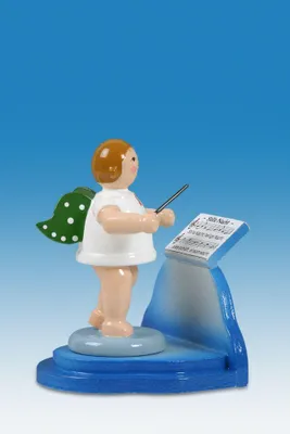 Produktbild von Holzfigur Engeldirigent am Notenpult ohne Krone Höhe 6cm NEU