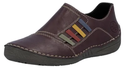 Produktbild von Rieker Damen Slipper mit mehrfarbigem Gummizug und weicher Lederdecksohle 52560, Größe:39 EU, Farbe:Blau