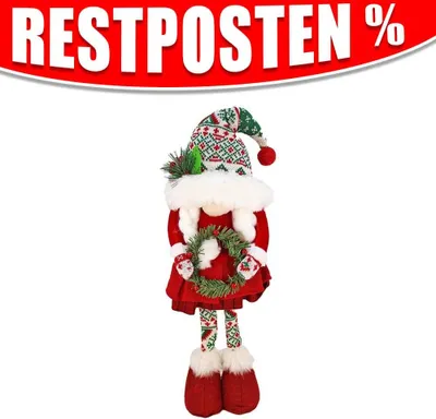 Produktbild von Deko Weihnachtsmann 60 cm stehend mit Kranz