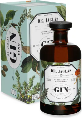 Produktbild von Dr. Jaglas Dry Gin Seng + Box 500ml 50% Vol.
