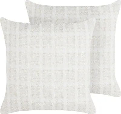 Obrázek produktu pro BELIANI Sada 2 polštářů s kostkovaným vzorem 45 x 45 cm béžový dekorativní moderní doplněk do ložnice obývacího pokoje