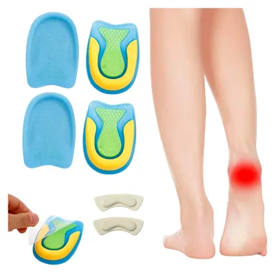 Produktbild von Ferseneinlagen, 3 Paare Fersenpolster, Orthopädische Fersenkissen, Rutschfeste Fersenpolster zur Linderung von Plantarfasziitis und Fersensporn, Unisex