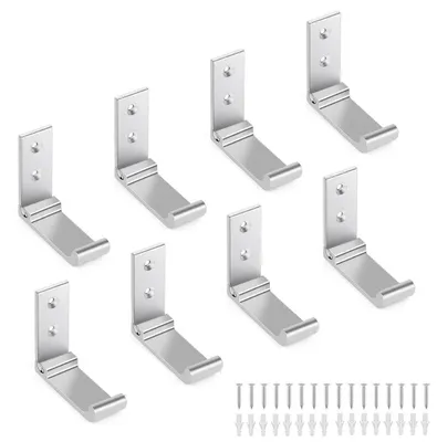 Produktbild von Faltbare Wandhaken 8 Stück Aluminiumlegierung 90° Klapphaken Silber 74 x 65 mm