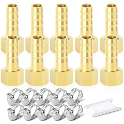Obrázok produktu pre Spojky na hadice, 10 kusov - 3/8" BSP x 6 mm - mosadzné - konektory na hadice - svorky na hadice - odolné voči korózii - konektory na hadice