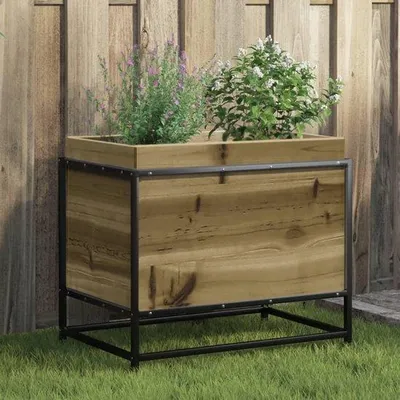 Productafbeelding van Plantenbak Hout - Bloembak Balkon - Planten Verfraaien - Geïmpregneerd Grenenhout - 60 x 40 x 50 cm - Bruin