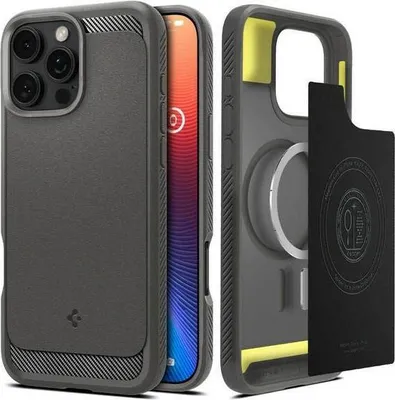 Produktbild von Spigen Rugged Armor Hlle Grau fr iPhone 16 Pro