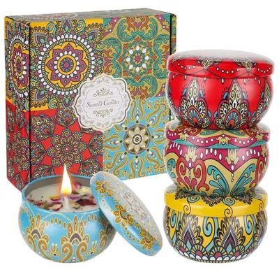Produktbild von Duftkerzen Set 4 Stück Natürliches Sojawachs Aromatherapie für Stressabbau Entspannung