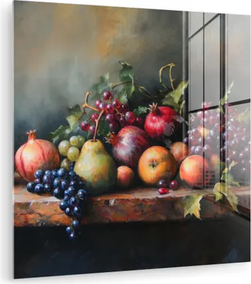 Produktbild von MuchoWow Glasbilder - Bilder auf Wandbild - Foto auf Glas Rustikal - Stilleben - Obst 20x20 cm Wanddekoration aus Glas - Acrylglasbild - Acrylbilder - Bilder von Glas - Moderne