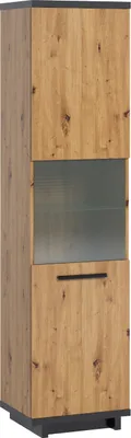 Produktbild von Vitrine Standvitrine Vitrinenschrank INES IN5 schwarz / artisan eiche 50,5 x 200 x 40cm