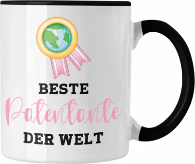 Produktbild von Trendation - Beste Patentante Der Welt Tasse Geschenk Geburtstag Weihnachten Lustig Geschenkideen von Nichte LieblingsPatentante Hier Bin Ich (Schwarz)