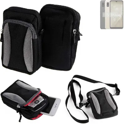 Produktbild von K-S-Trade Holster Schutz Hülle kompatibel mit Sharp Aquos Wish3 Handy Hülle Gürteltasche Umhängetasche mit Zusatzfach schwarz