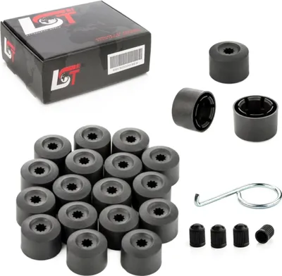 Produktbild von 20x Radschraubenkappen diebstahlhemmend 17 mm schwarz für VW SEAT SKODA