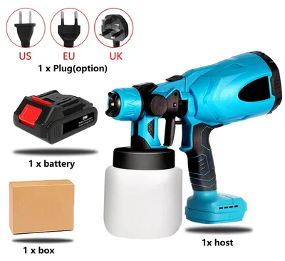 Produktbild von Akku-Farbspritzpistole - Elektrisches Farbsprühgerät - Wiederaufladbar - Tragbar - 18 V - 1 Akku - Für Wände, Möbel und Zäune
