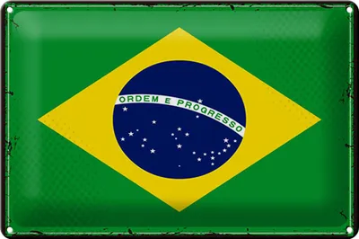 Produktbild von Blechschild Flagge Brasilien 30x20cm Retro Flag of Brazil