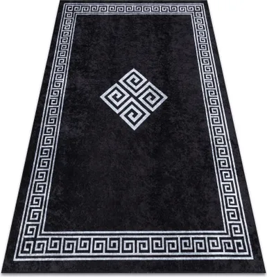 Produktbild von MIRO 52071.804 Waschteppich Rahmen, griechisch Anti-Rutsch - schwarz / weiß Schwarz 120x170 cm