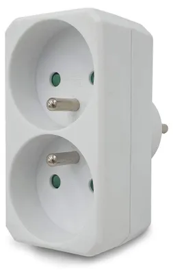 Produktbild von Velamp ADAT-FR-1-2-polige Steckdosen mit Erde, 2 Ausgänge vorne – 16 A, Weiß
