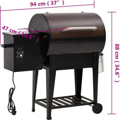 Image de vidaXL Barbecue à pellets avec support Noir 94 cm Fer