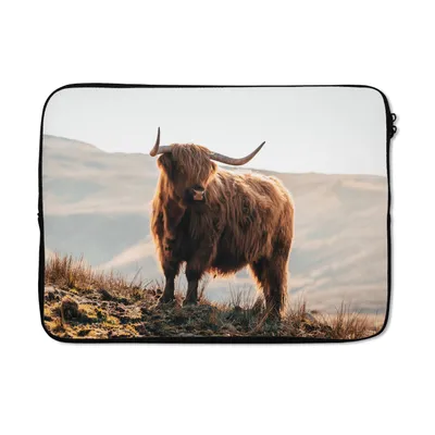 Produktbild von MuchoWow® Laptop Hülle 13 Zoll Schottische Highlander - Tiere - Ländlich - Landschaft - Kuh - Natur Laptoptasche - Laptophülle - Sleeve - Rundumschutz