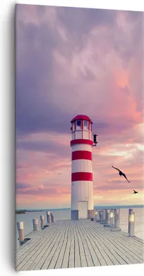 Produktbild von Bild auf Leinwand - Leinwandbild - Einteilig - Laterne Meer Küste - 65x120cm - Wand Bild - Wanddeko - Wandbilder - Leinwanddruck - Bilder - Wanddekoration - Leinwand bilder - Wandbild - PA65x120-4978