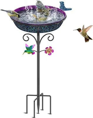 Produktbild von Vogeltränke Metall-Vogeltränke für den Außenbereich, freistehende Garten-Vogelbadewanne, Vintage-Vogeltrinkschale für den Außenbereich, Garten, Rasen,
