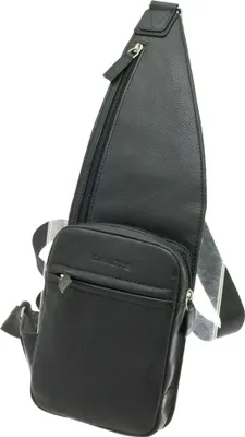 Produktbild von Leder Rucksack Tasche Schulter Umhängetasche Crossover Shoulder Schwarz Davidts
