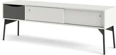Produktbild von Elly TV Tisch 2 Schiebetüren, 1 Schublade mattweiß, grau.