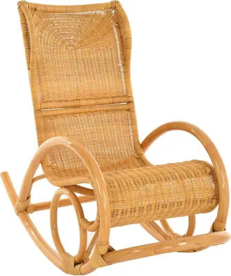 Zdjęcie produktu dla KRINES HOME Relaksujący fotel bujany Luxor wykonany z rattanu w kolorze miodowym / nowoczesny fotel bujany