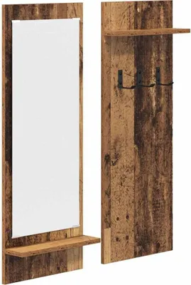 Image de Porte-manteau mural avec étagère Bois ancien 70 x 10 x 90 cm