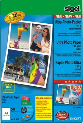 Produktbild von InkJet-Ultra-Photo-Papier seidenmatt 190g 50 Blatt Packung mit 10 Stück