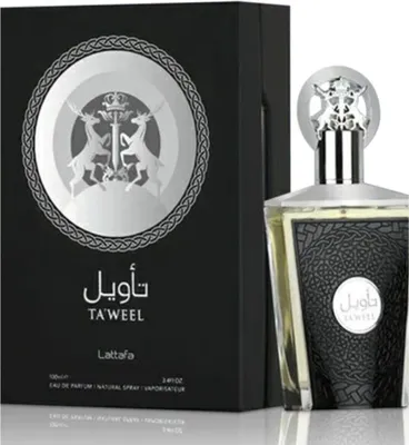 A perfume bottle and its box are displayed on a white background.