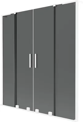 Produktbild von Mexen Velar L Duo Badewannen-Faltwand 2-flügelig, schiebbar 140 x 150 cm, Graphit, Weiß - 896-140-003-42-20