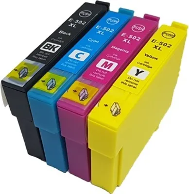 Image de 4 cartouches d'encre compatibles 502 XL Black, Cyan, Magenta, Yellow pour Epson Expression Home XP-5100 5105 5115 5150 5155 WF-2800 2860 2865 2880