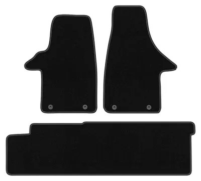 Produktbild von Nadelfilz-Fußmatten für VW Transporter T5 2003-2015 (Transporter/2 Sitzreihen) – 4-tlg, Schwarz, passgenau – Wielganizator BASIC