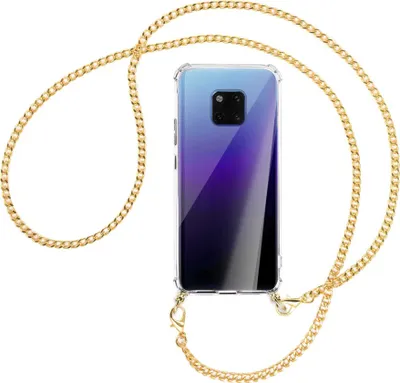 Produktbild von Handykette Backcover-Schutzhülle mit Band (Metall goldfarben) für Huawei Mate 20 Pro - goldfarbene Kette