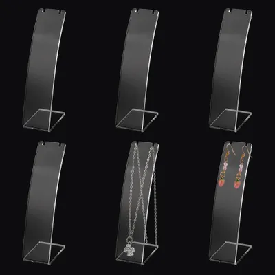 Productafbeelding van L-Vorm acryl ketting houder duidelijk - Set van 6 - 11,5 cm hoogte slant back oorbel display stand sieraden