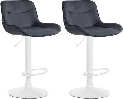 Produktbild von CLP 2er Set Barhocker Vonore Samt, Höhenverstellbar Und 360 Grad Drehbar schwarz Gestell Farbe weiß