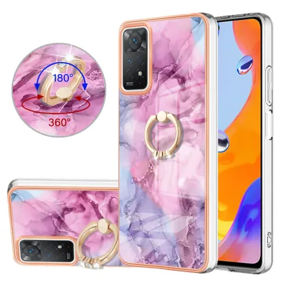 Obrázek produktu pro Pouzdro pro Xiaomi Redmi Note 11Pro 5G / 4G, vzorované TPU nárazníkové silikonové ochranné pouzdro s kroužkovým stojánkem Růžový