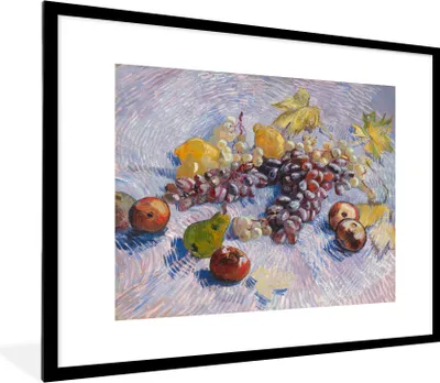 Produktbild von MuchoWow® MuchoWow® Gerahmtes Poster Stilleben mit Obst - Vincent van Gogh 80x60 cm - Poster mit zchwarzem Bilderrahmen - Schlafzimmer-Dekorationen - Fotoposter