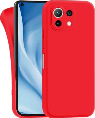 Produktbild von Hülle für Xiaomi Mi 11 Lite 5G - Handyhülle mit Kameraschutz Cover aus Silikon in Rot