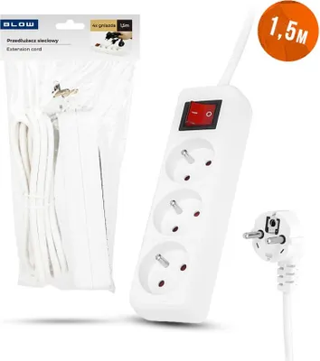 Obrázek produktu pro BLOW PR-370WSP Prodlužovací kabel, 3 zásuvky, 1,5 m, bílý