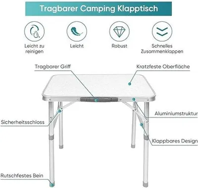 Produktbild von Famanu Picknicktisch Aluminium klappbar - 60 x 45 x 58 cm